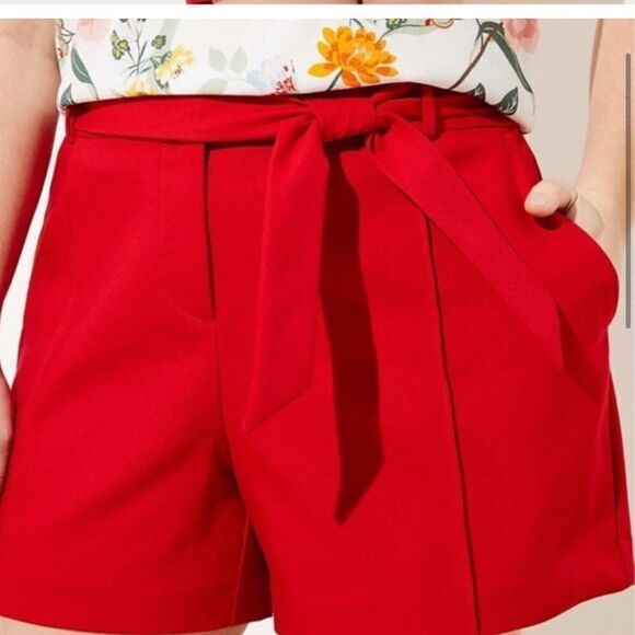 LOFT Tie Waist Shorts in Red Sz 4 NWOT - Picture 3 of 10
